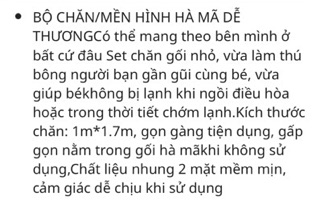 Bộ Mền Gối Hà Mã Dễ Thương (hàng quà tặng)