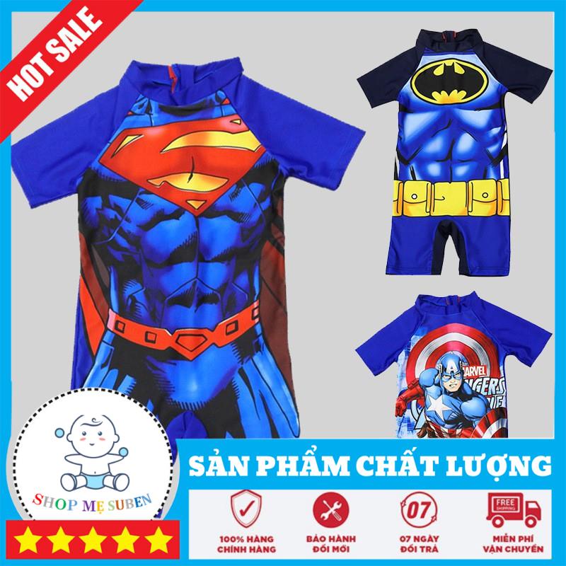 Đồ bơi bé trai siêu nhân liền thân nhiều hình (kèm mũ)