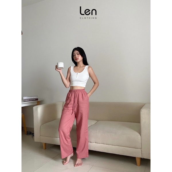 [LEN clothing] quần ống suôn đũi mùa hè màu hồng 8163 | BigBuy360 - bigbuy360.vn