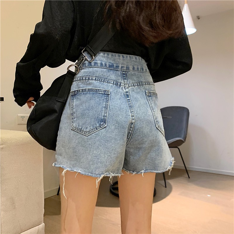 LEEVA - Short jeans nữ khóa gài cá tính S017