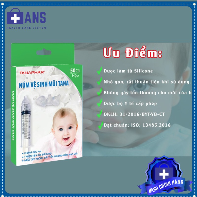 Hộp 50c Núm silicon rửa mũi cho bé