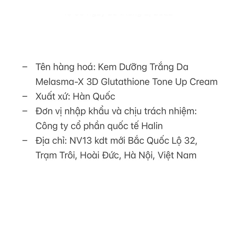 Kem Dưỡng Trắng Da Melasma-X 3D Glutathione Tone Up Cream