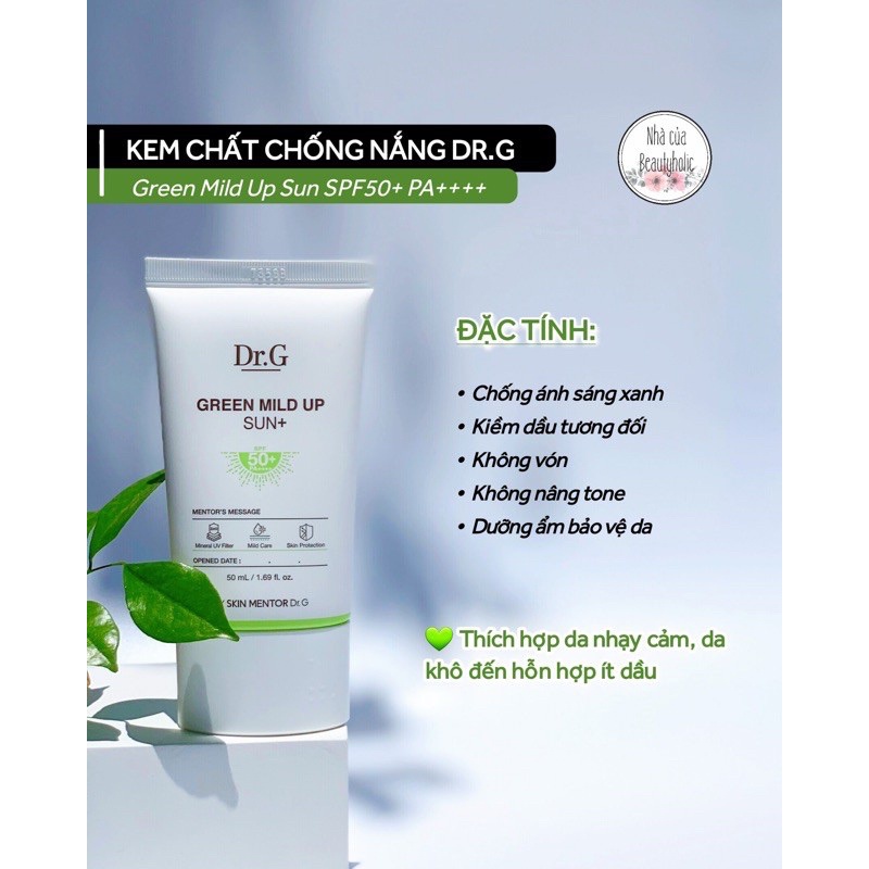 MILD UP - Kem chống nắng Dr. G Green Mild Up Sun+ Spf50+ Pa++++