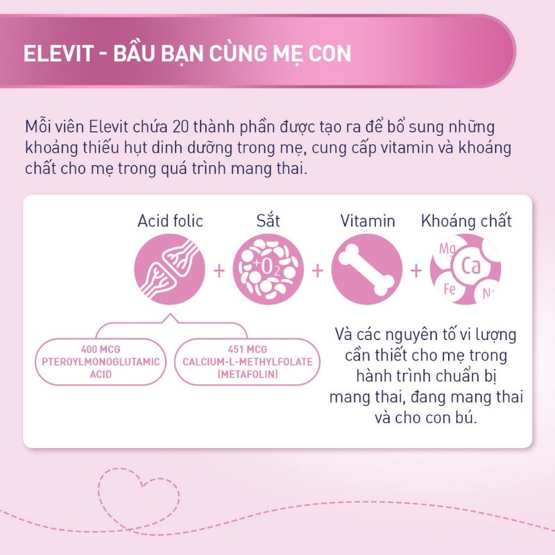 [chính hãng] Elevit bầu hộp 30 viên, vitamin tổng hợp cho phụ nữ trước- trong- sau khi sinh