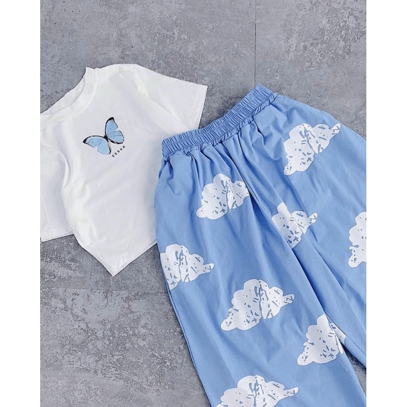 Quần Ống Rộng Dáng Suông Đám Mây Mát Mẻ Hình In Dễ Thương Cute Hot [New Unisex]