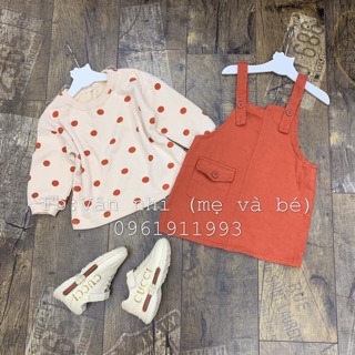 Set áo bi + yếm kaki cho bé gái