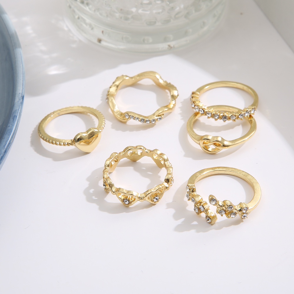 Set 6 Nhẫn Hở Đính Đá Thời Trang Cho Nữ