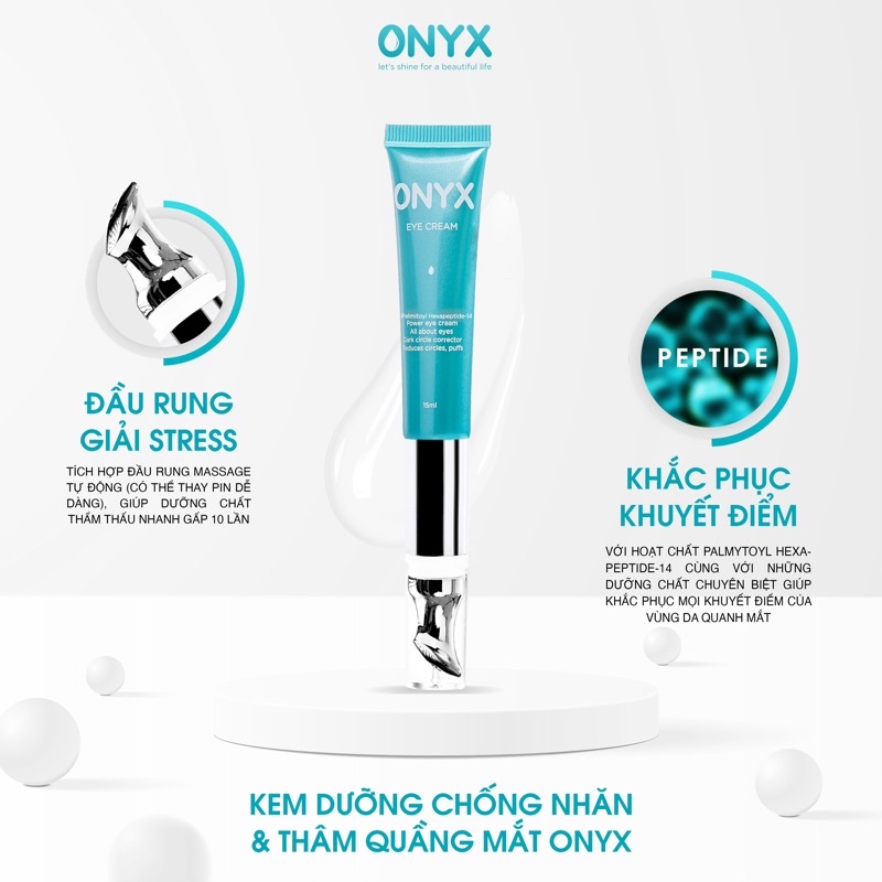 Kem Mắt ONYX Kèm Đầu Rung Massage Tự Động Giúp Giảm Quầng Thâm, Bọng Mắt, Và Nếp Nhăn ONYX Cosmetics Bảo Thy 15g