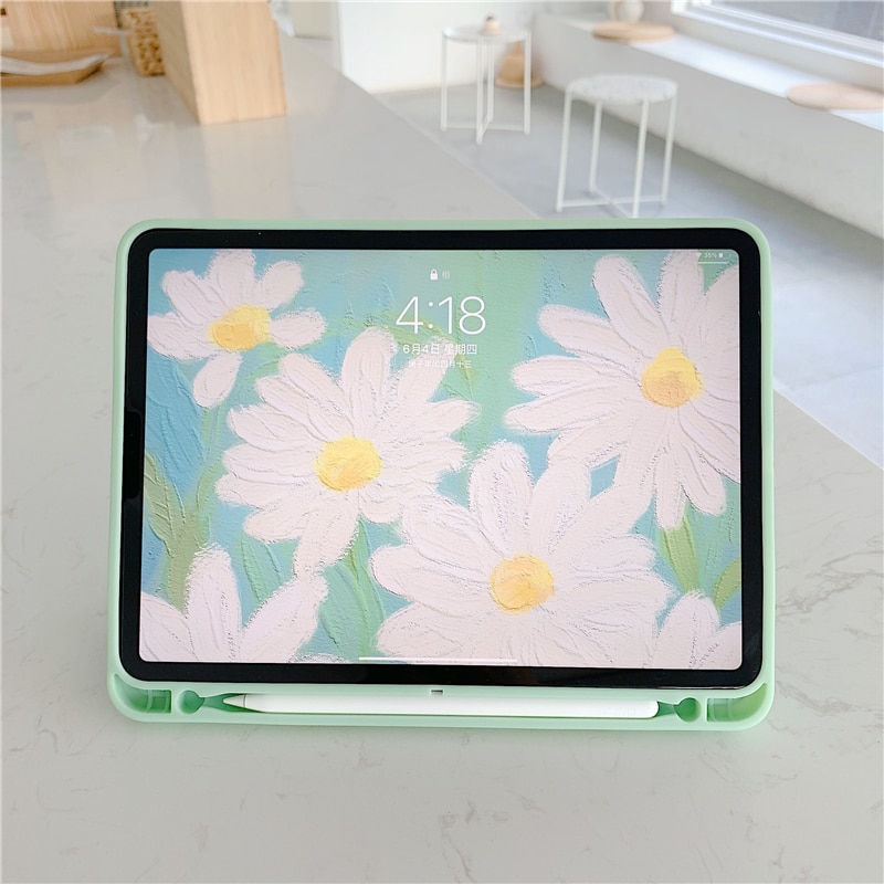 Bao da máy tính bảng in hình hoa cúc iPad AIR 2 3 10.5 Pro 2019 7th 10.2 inch iPad 2017 2018 9.7 Mini 5