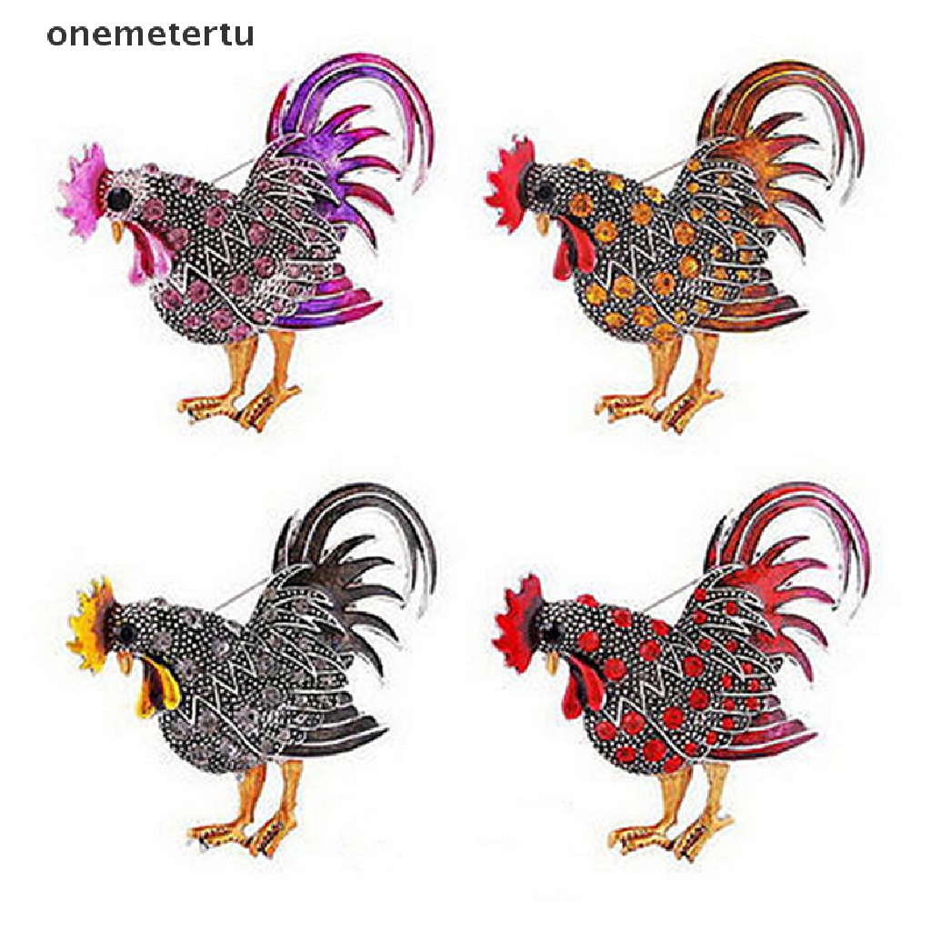 [onemetertu] Ghim Cài Áo Pha Lê Hình Gà Rooster Hen Farm Màu Sắc Cổ Điển Bán Chạy