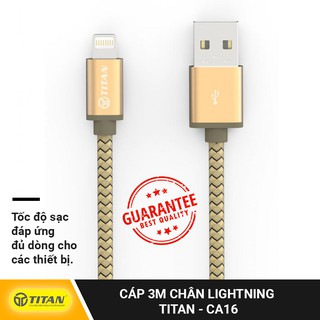 Cáp Sạc TITAN CA16 Chân Lightning dài 3m Dùng cho các dòng iPhone Ipad