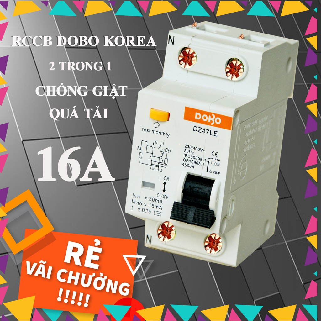 Cầu dao Chống Giật 2P 16A - 20A - 25A 30mA RCCB DOBO KOREA đa năng - siêu nhạy - test giật trực tiếp