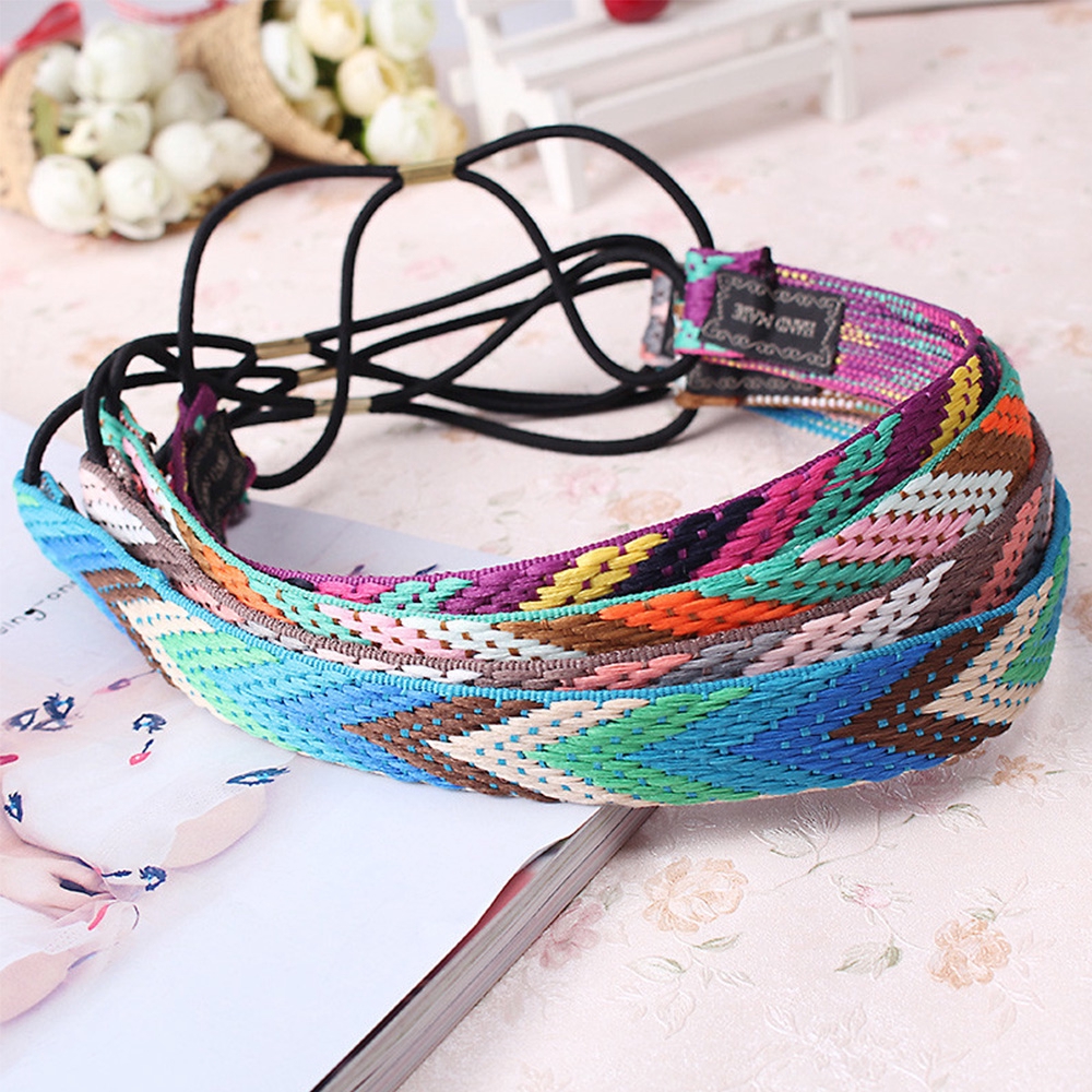 BACK2LIFE Vintage Women Embroidery Bohemian Ethnic Style Braid Headbands