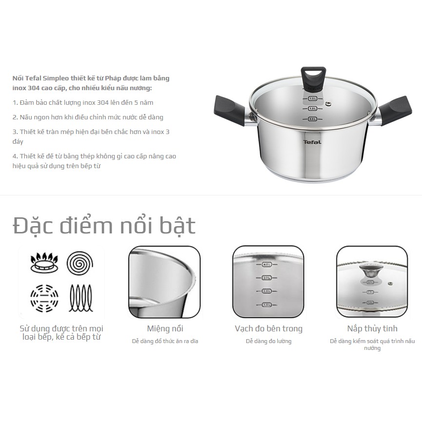 NỒI INOX TEFAL SIMPLEO 24CM (B9054695)