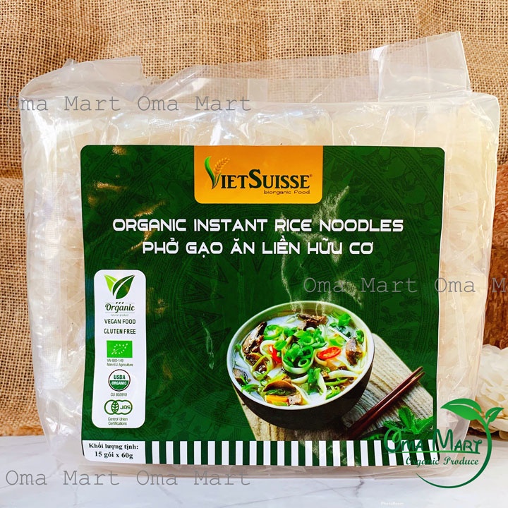 Phở gạo trắng ăn liền hữu cơ Vietsuisse (60g x 15g)