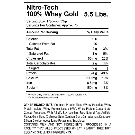 NITROTECH WHEY GOLD - TĂNG CƠ CHẤT LƯỢNG (5.5 LBS)