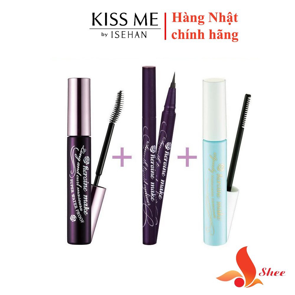 Set Mascara kẻ mắt tẩy trang Kissme Isehan Kiss Me Heroine