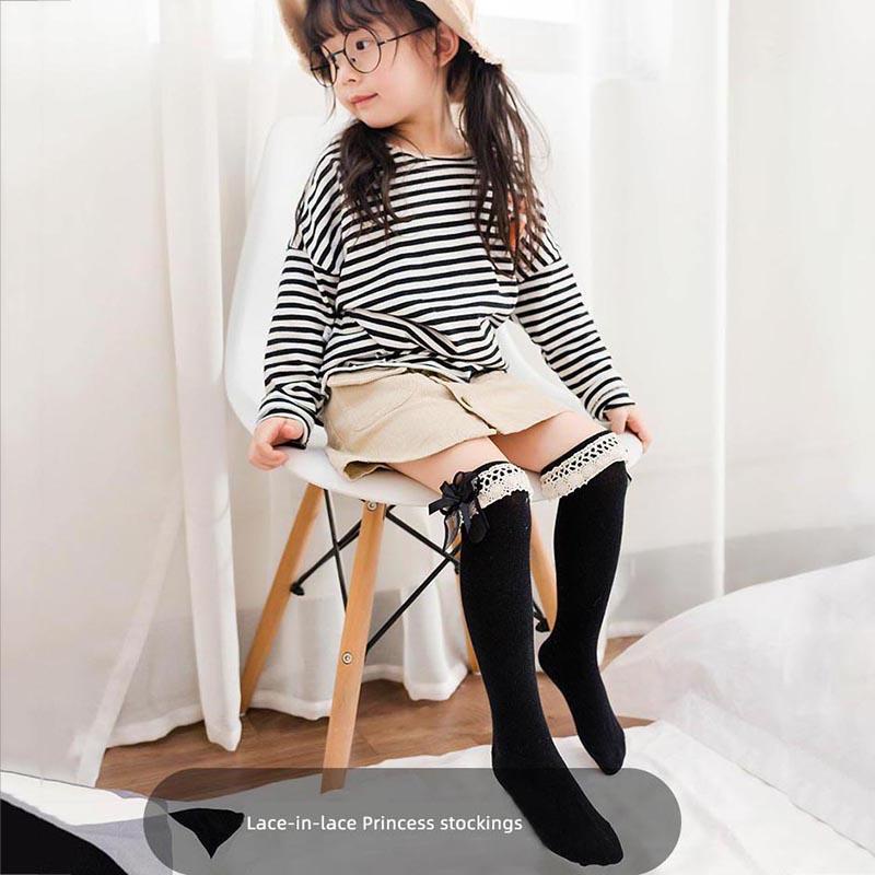 Vớ Cotton Viền Ren Hoa Mềm Mại Màu Trơn Dễ Thương Thoáng Khí Cho Bé Gái