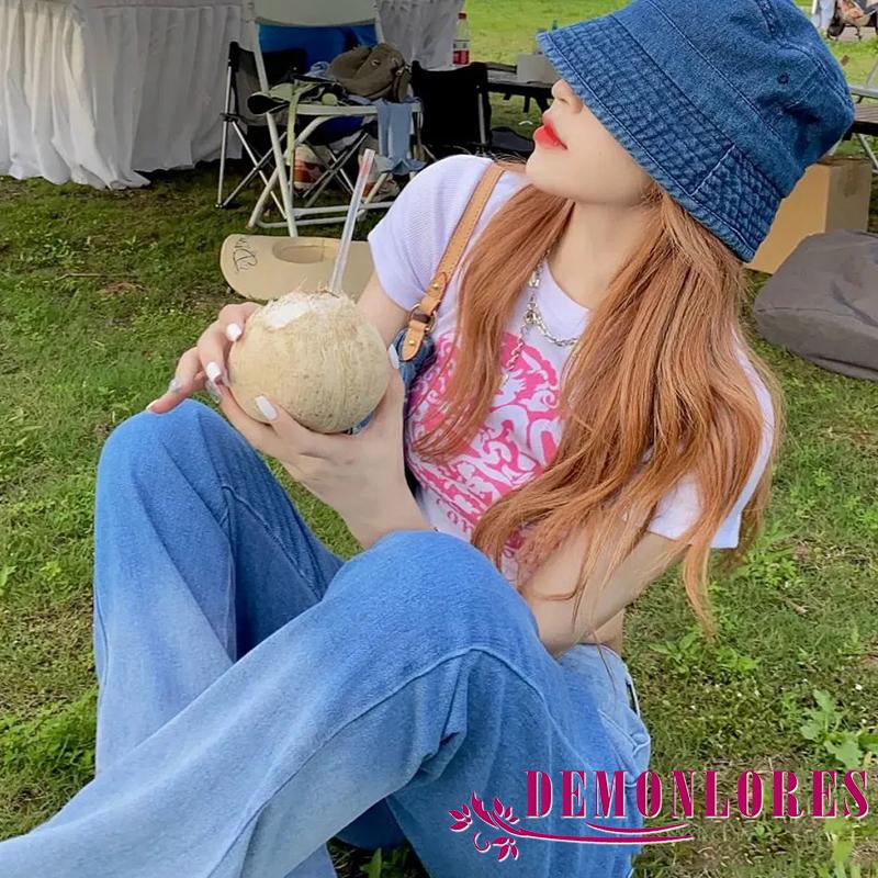 Áo Croptop Tay Ngắn Cổ Tròn Hoạ Tiết In Phong Cách Vintage Cho Nữ