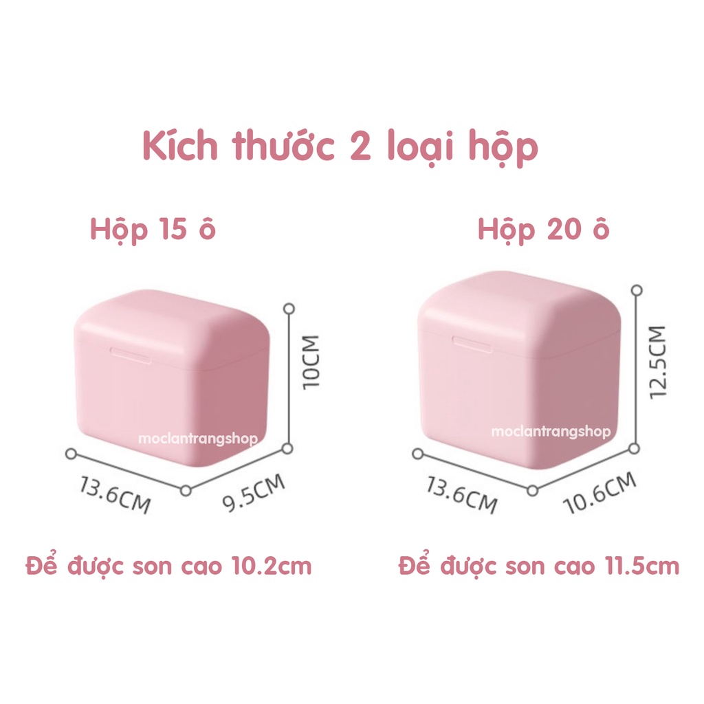 Hộp đựng son môi 15 ô 20 ô để bàn có gương, khay hộp son mini chia nhiều ngăn linh hoạt