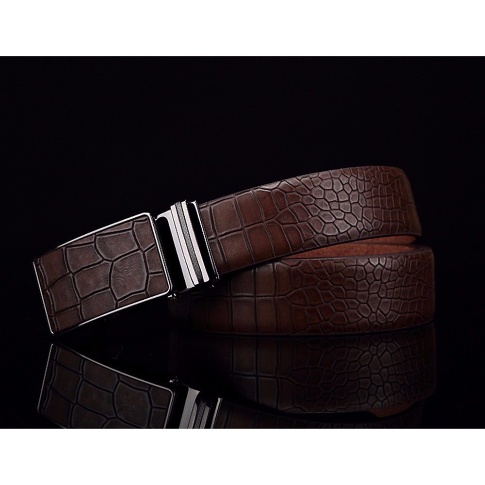 ( Rẻ Vô Địch ) Dây nịt da vân cá sấu, Thắt lưng khóa tự động phủ da - Phong cách lịnh lãm, Doanh nhân