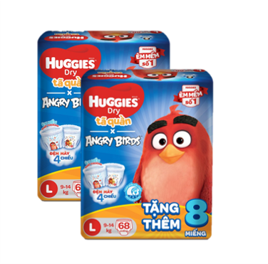 Combo 2 Tã Quần Huggies Dry Super Jumbo M74/L68/Xl62/Xxl56