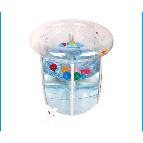 Bể bơi thành cao cho bé Doctor Dolphin 80x80cm, bể tắm đứng tập bơi kèm phao cổ - Monnie Kids