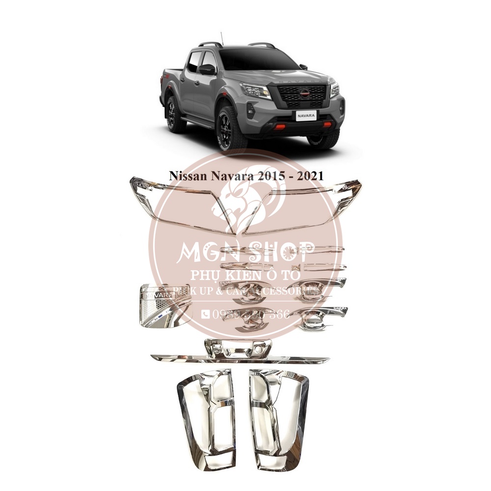 Ốp [Nissan Navara 2015- 2021] [full bộ] [màu đen / màu bạc]