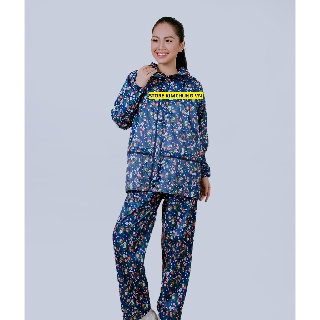 Áo mưa bộ thời trang nữ, vải dù họa tiết cao cấp, siêu nhẹ, siêu bền, (MÀU NGẪU NHIÊN) (SIZE 1XL, 2XL)