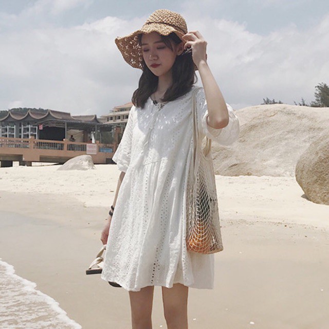 ORDER VÁY BABYDOLL TRẮNG ULZZANG TAY LOE