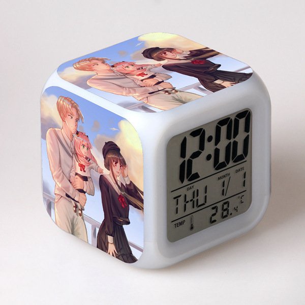 (nhiều mẫu) Đồng hồ báo thức in hình SPY x FAMILY gia đình điệp viên anime chibi dễ thương xinh xắn đèn LED đổi màu