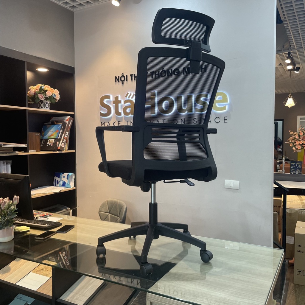 Ghế Văn Phòng Công Thái Học Tựa Đầu Chân Xoay Stahouse GVP-GD402