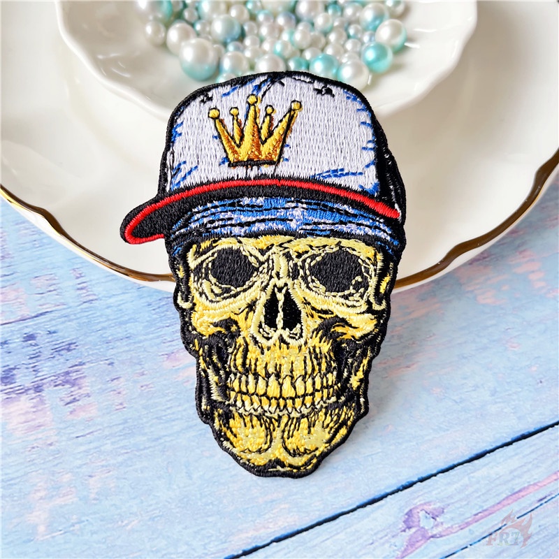 ☸ Sticker Ủi Thêu Hình Đầu Lâu Phong Cách Punk ☸ 1 Sticker Ủi Thêu Hình Huy Hiệu