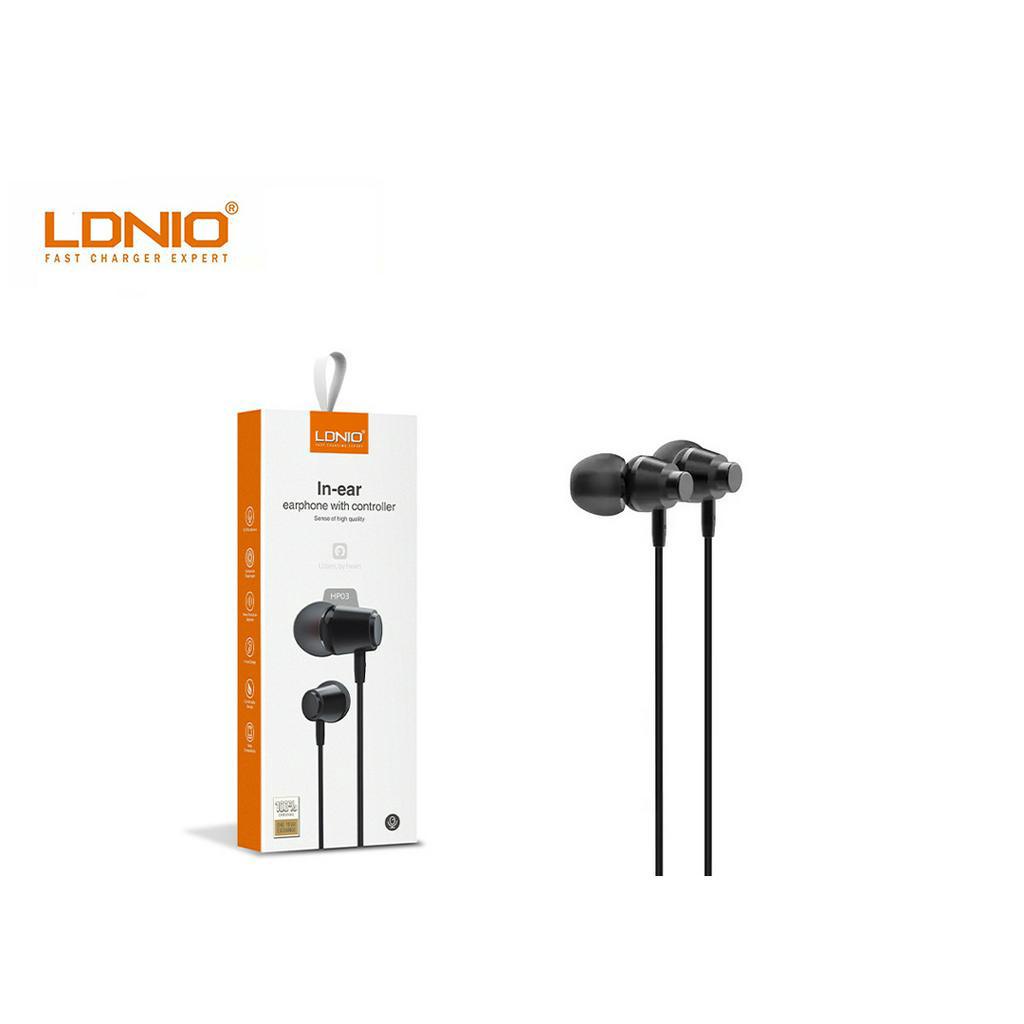 TAI NGHE NGHE NHẠC ĐIỆN THOẠI NHÉT TAI MÀU ĐEN LDNIO HP02, HP03, HP06