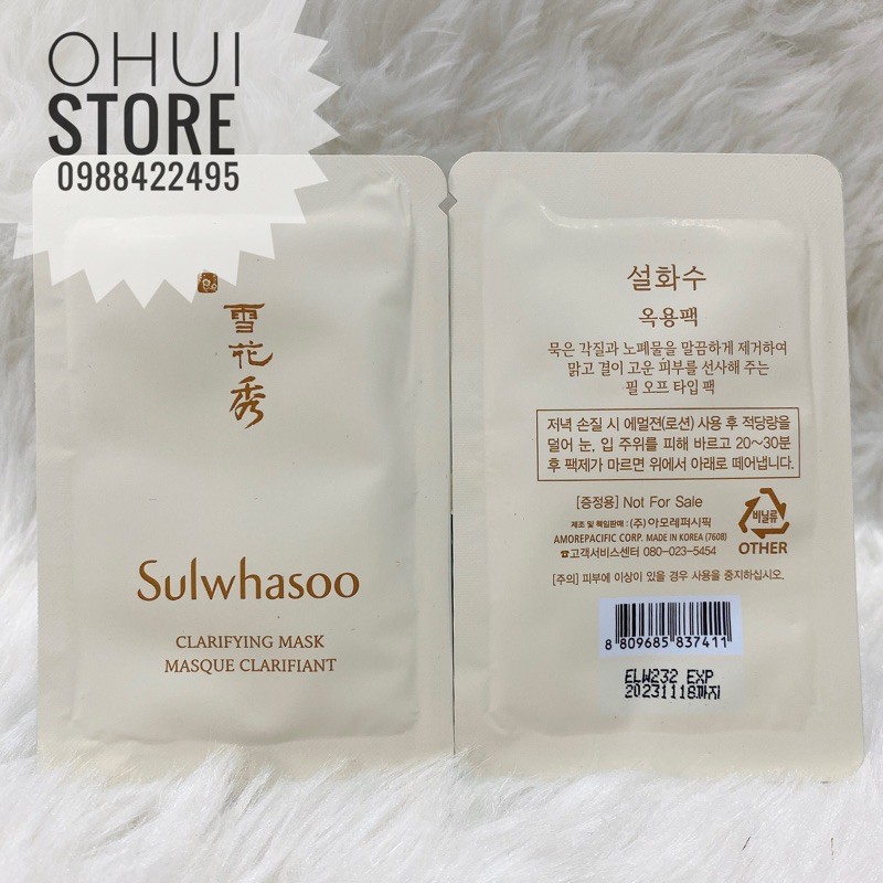 [SPA TẠI NHÀ]  10 gói MẶT NẠ LỘT LÀM SÁNG DA SULWHASOO CLARIFYING MASK EX