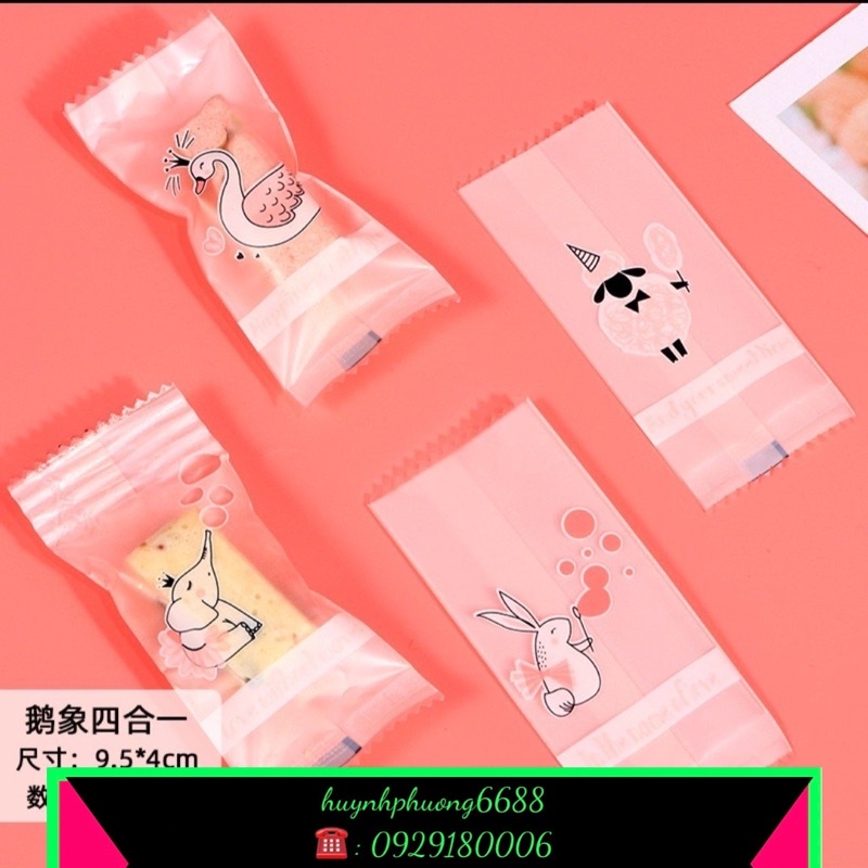 ❤️Hot❤️ Set 200 túi kẹo nougat (hàn miệng , 4x9,5cm) , thiên nga hồng