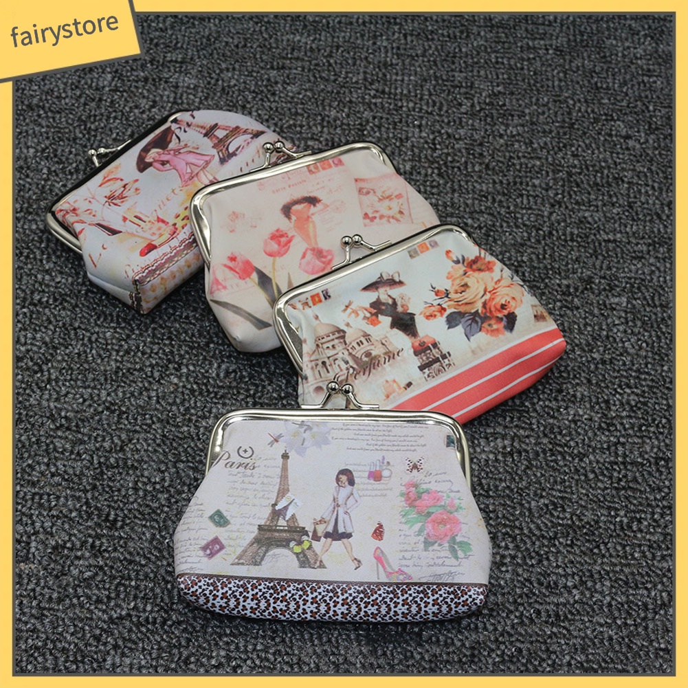 Ví Nữ Mini Giả Da In Hoa Thời Trang