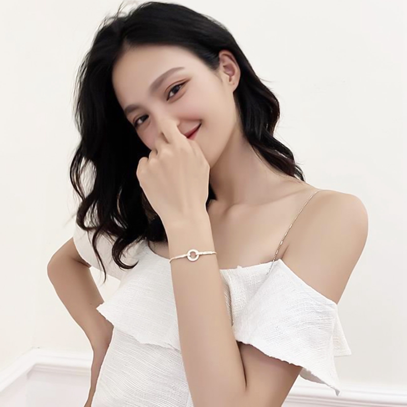 Vòng Tay Mạ Bạc 925 Chống Dị Ứng Đính Đá Lấp Lánh Phong Cách Hàn Quốc