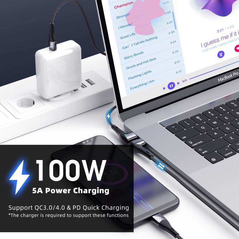 Cáp sạc nhanh HdoorLink 5A PD 100w type-C sang USB cho tablet / điện thoại / máy tính