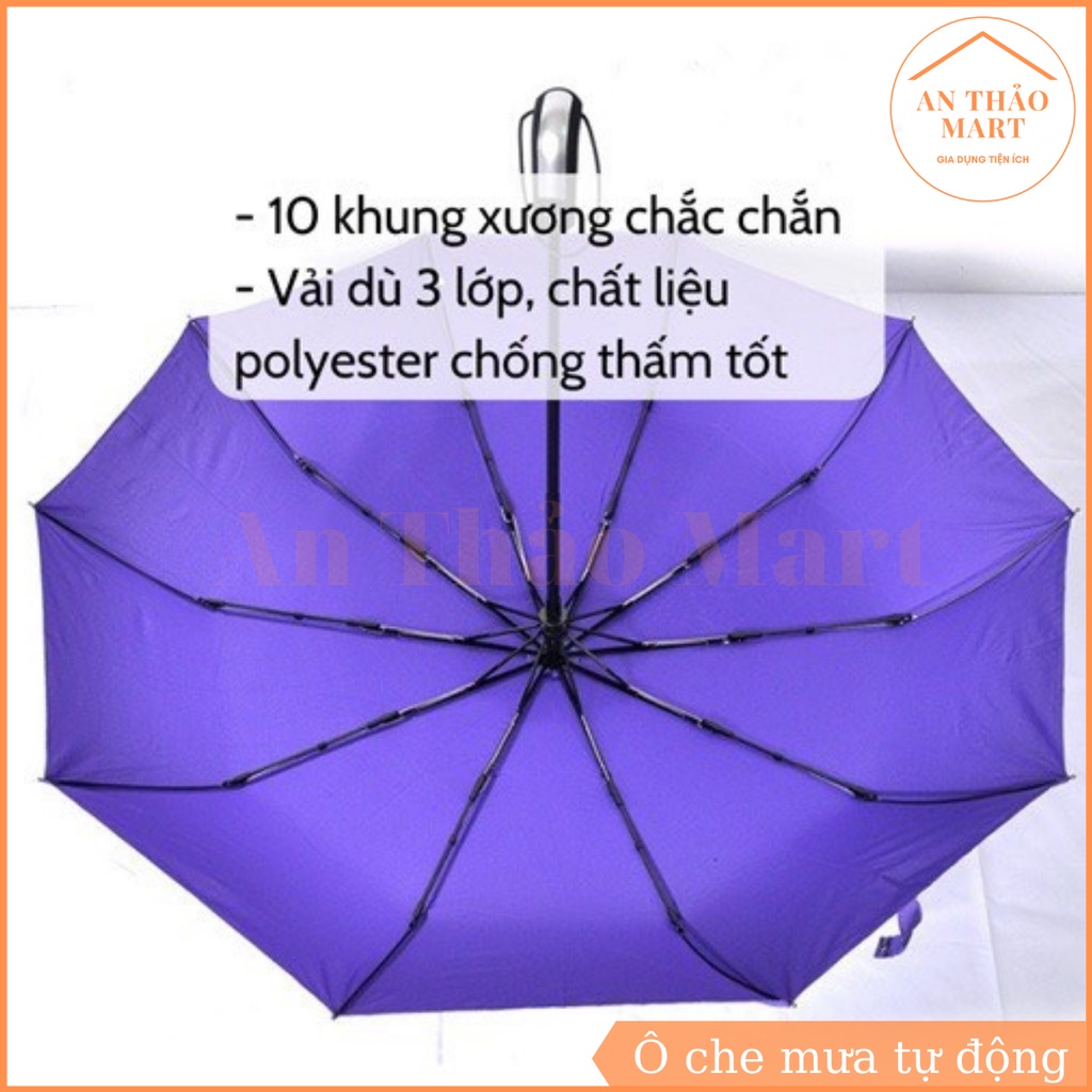 Ô che mưa 10 nan đóng mở tự động, dù che nắng chống tia UV gấp gọn 2 chiều