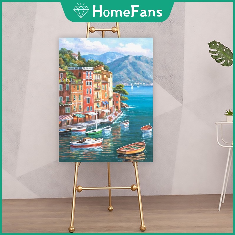 Tranh sơn dầu phong cảnh thành phố 40*50cm trang trí nội thất