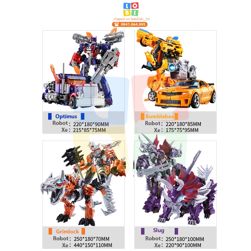 Đồ chơi ô tô mô hình hợp kim Optimus Prime/Bumblebee/Grimlock/Slug - TRANSFORMERS biến hình Robot -  Lobikids