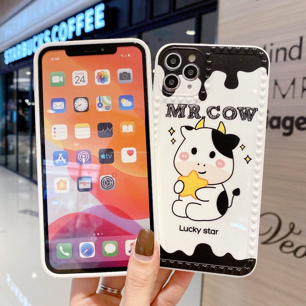 Ốp Điện Thoại Tpu Silicon Mềm Hình Bò Sữa Cho Iphone 11 12 Pro Max Xs Max Xr X 7 8 6s Plus 12mini Se2020 | BigBuy360 - bigbuy360.vn