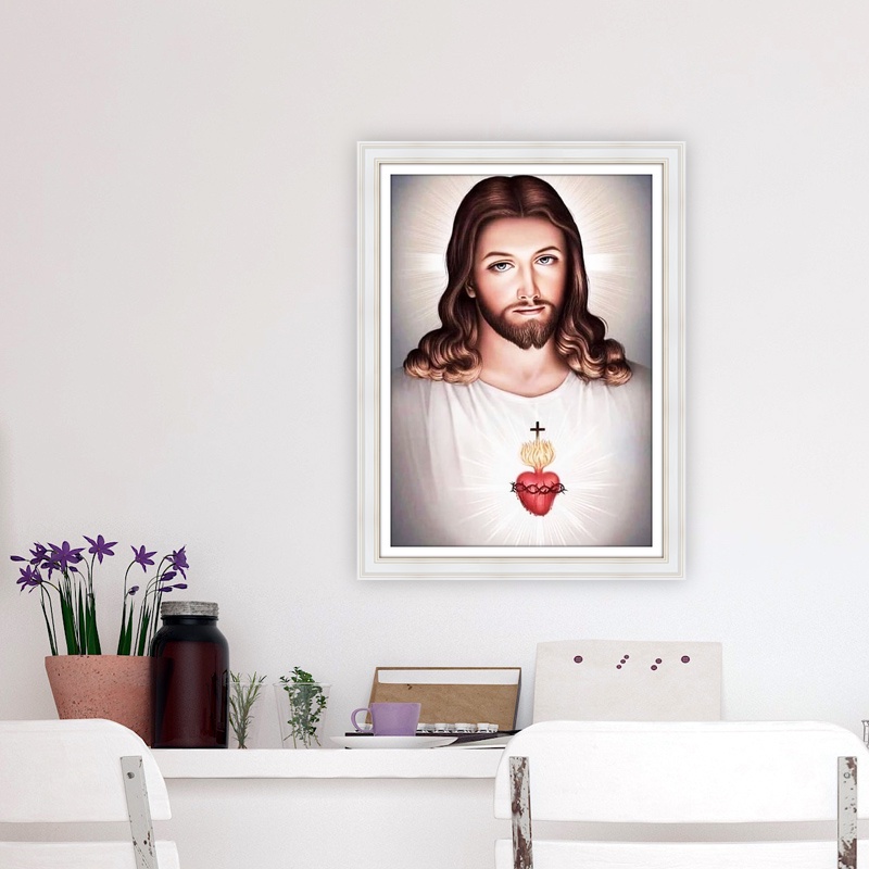 Bộ Tranh Đính Đá Tự Làm Hình Chúa Jesus 30x40cm Trang Trí Nhà Cửa