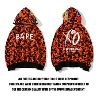 Áo hoodie bape tay dài có khóa kéo họa tiết rằn ri cá mập bape hàng mới cho nam và nữ