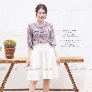 DoubleDots - Áo sơ mi tay lỡ hoa nhí tím Lilac shirt