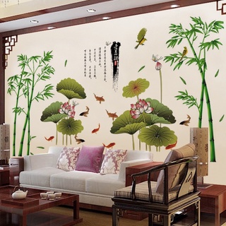 Decal dán tường Trúc + sen ( kt shop ghi trên anht kèm ảnh thật)