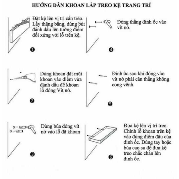 Bộ Kệ Gỗ  Trang Trí Treo Tường 3 Thanh Ngang  - Gỗ Thông Tự Nhiên 100%