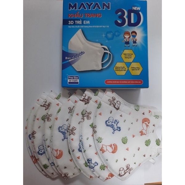 Khẩu trang 3D Mayan cho bé Hộp 10 cái