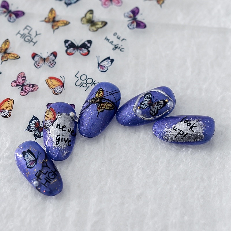 Sticker bướm lụa siêu xinh ,trang trí móng tay